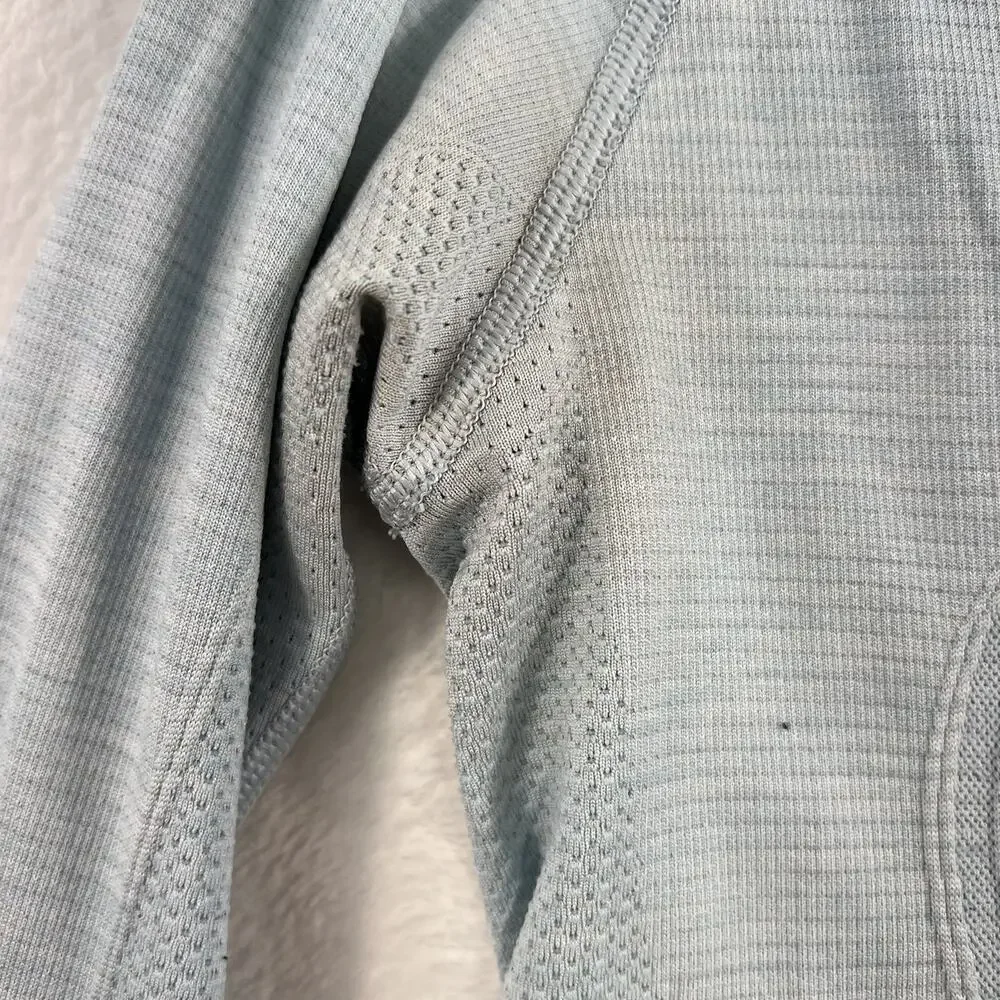 Lululemon 4 Run Swiftly Tech Long Sleeve Aquamarine Seamless Thumbholes Athletic